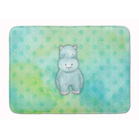 Carolines Treasures Polkadot Hippopotamus Watercolor Machine Washable Memory Foam Mat BB7389RUG